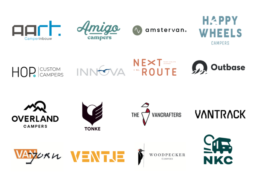 Afbeelding met de logo's van alle deelnemende merken.